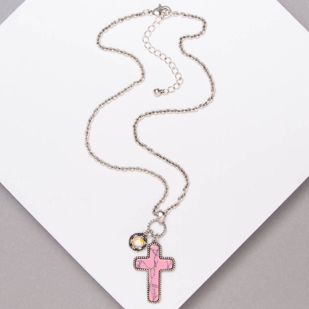 Western Stone Cross Necklace