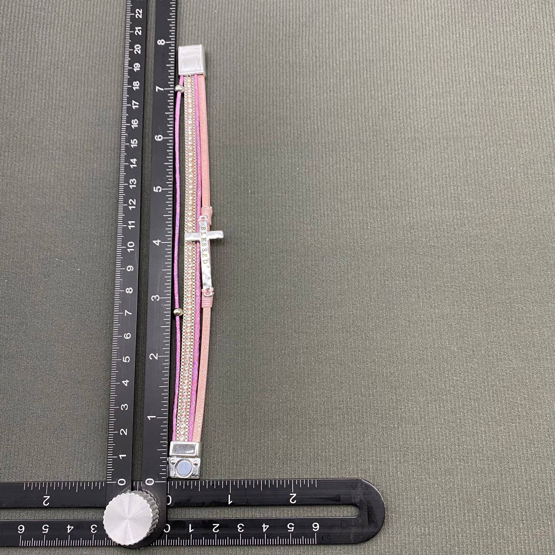 Blessed Cross Rhinestone Multi-layer Leather Bracelet - LB