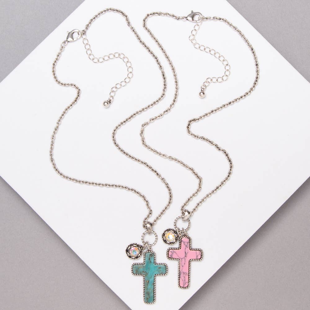 Western Stone Cross Necklace