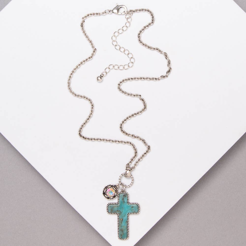 Western Stone Cross Necklace