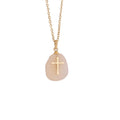 Natural Stone Stainless Steel Cross Pendant Necklace - CS
