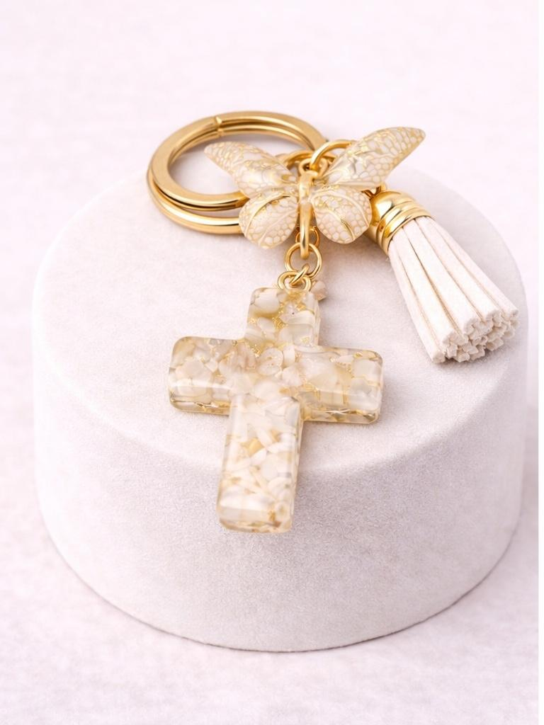 Grace in Flight Cross Butterfly Tassel Keychain