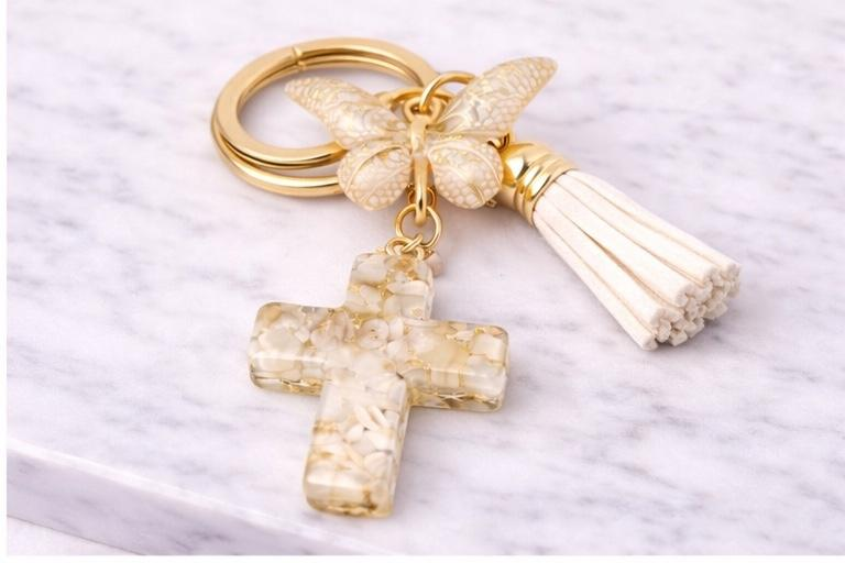 Grace in Flight Cross Butterfly Tassel Keychain