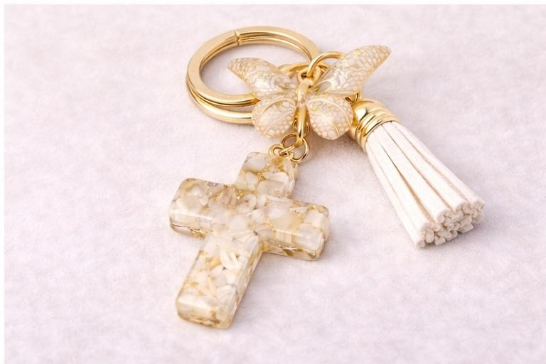 Grace in Flight Cross Butterfly Tassel Keychain