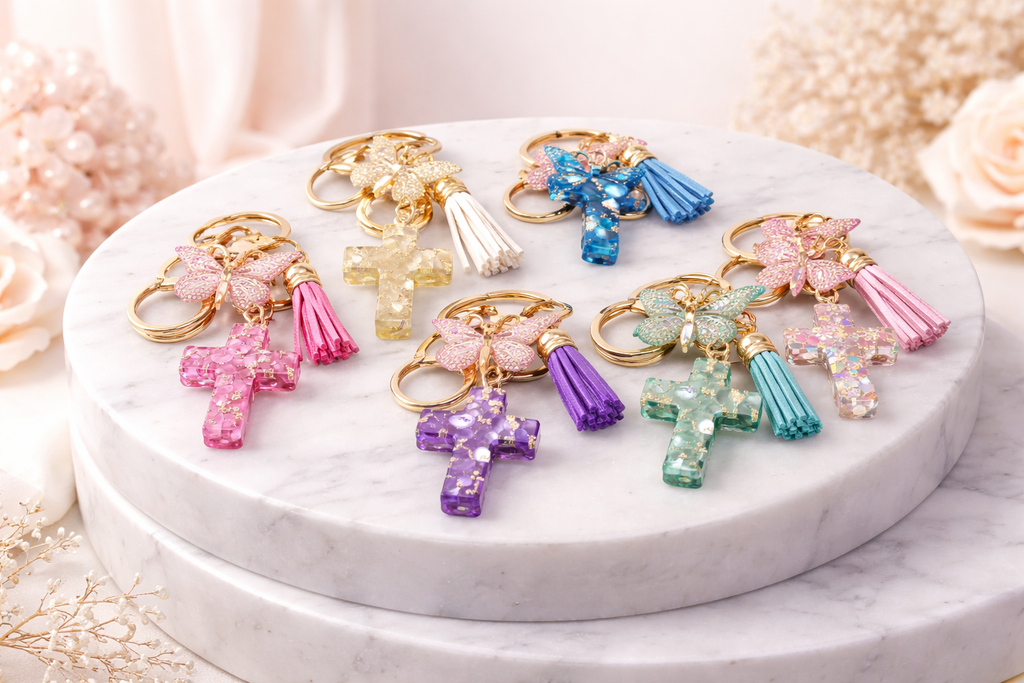 Grace in Flight Cross Butterfly Tassel Keychain