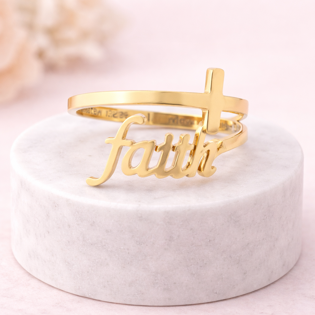 18K Gold PVD Adjustable "Blessed" Ring