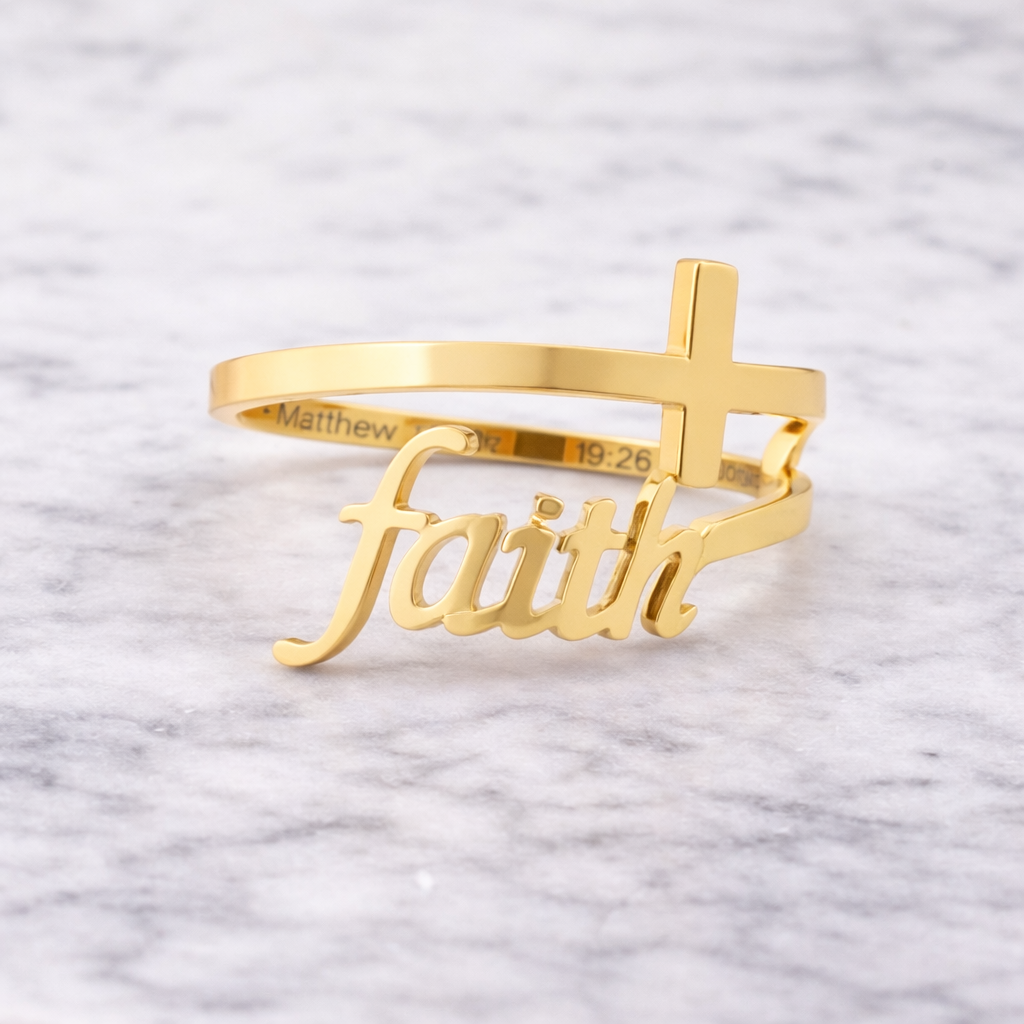 18K Gold PVD Adjustable "Blessed" Ring