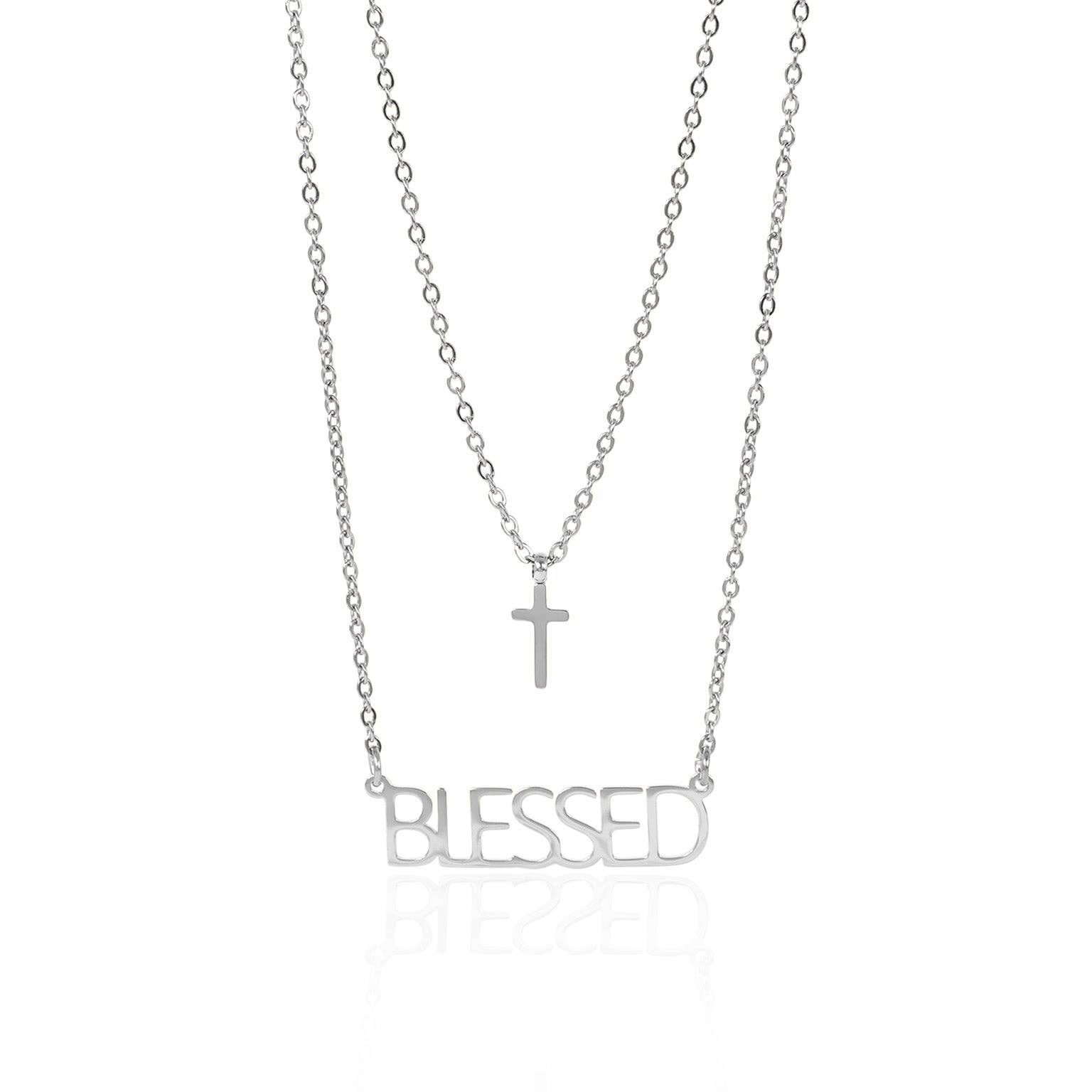 Stainless Steel "Blessed" Layered Cross Necklace